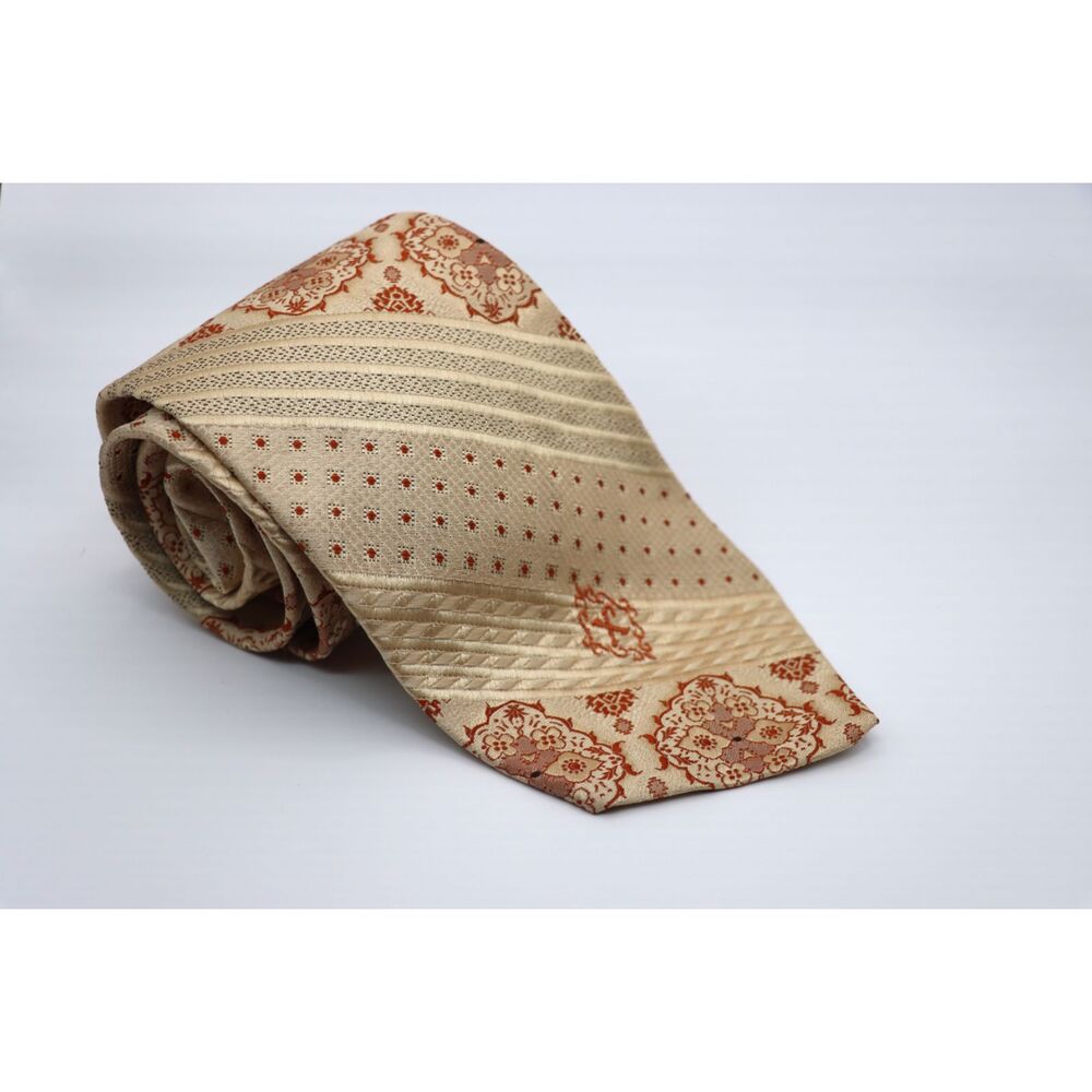 Vintage X’Andrini Hughes & Hatcher Silk Tie Italian Asian Floral Stripe 4”